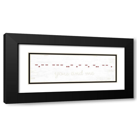 You and Me Morse Code Black Modern Wood Framed Art Print with Double Matting by Pugh, Jennifer