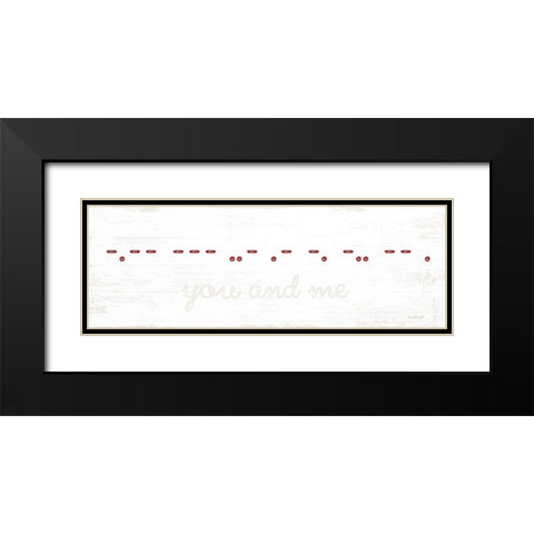 You and Me Morse Code Black Modern Wood Framed Art Print with Double Matting by Pugh, Jennifer