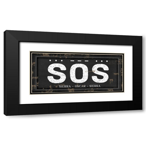 SOS Black Modern Wood Framed Art Print with Double Matting by Pugh, Jennifer