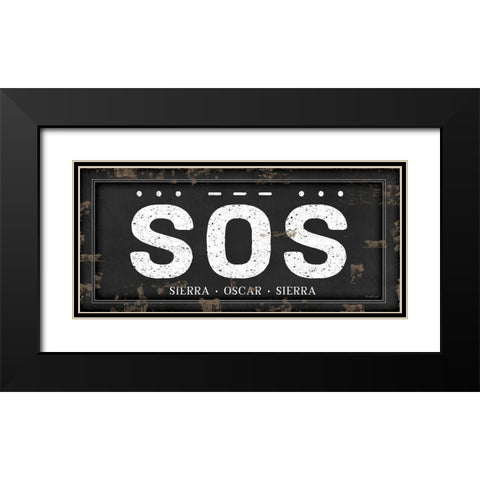 SOS Black Modern Wood Framed Art Print with Double Matting by Pugh, Jennifer