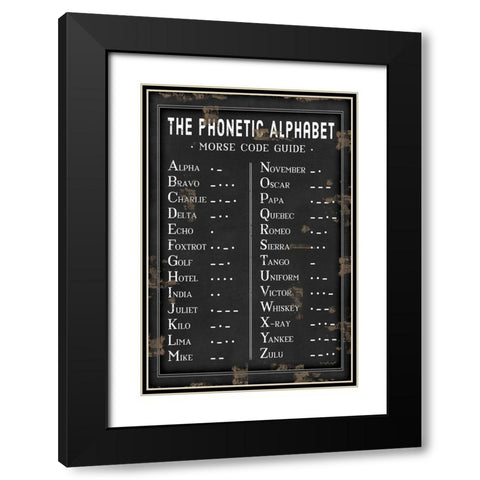 Morse Code Guide Black Modern Wood Framed Art Print with Double Matting by Pugh, Jennifer