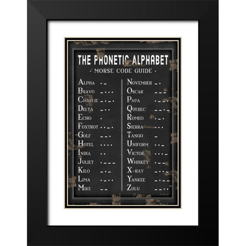 Morse Code Guide Black Modern Wood Framed Art Print with Double Matting by Pugh, Jennifer