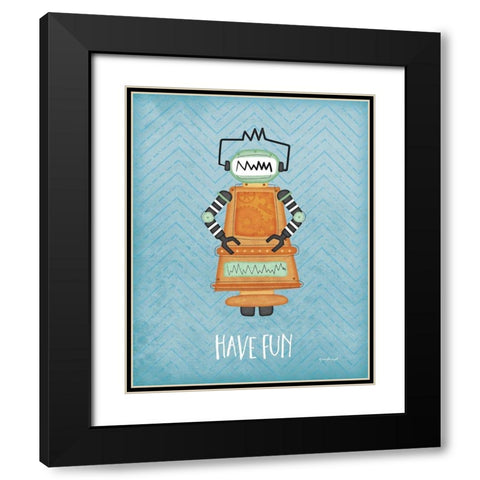 Fun Bot Black Modern Wood Framed Art Print with Double Matting by Pugh, Jennifer