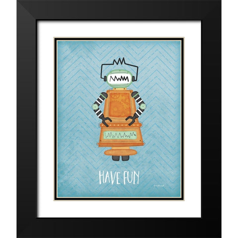 Fun Bot Black Modern Wood Framed Art Print with Double Matting by Pugh, Jennifer