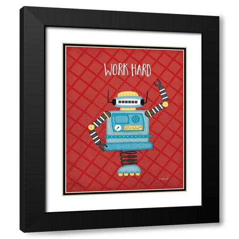 Work Bot Black Modern Wood Framed Art Print with Double Matting by Pugh, Jennifer