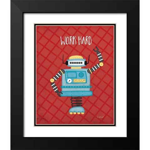 Work Bot Black Modern Wood Framed Art Print with Double Matting by Pugh, Jennifer