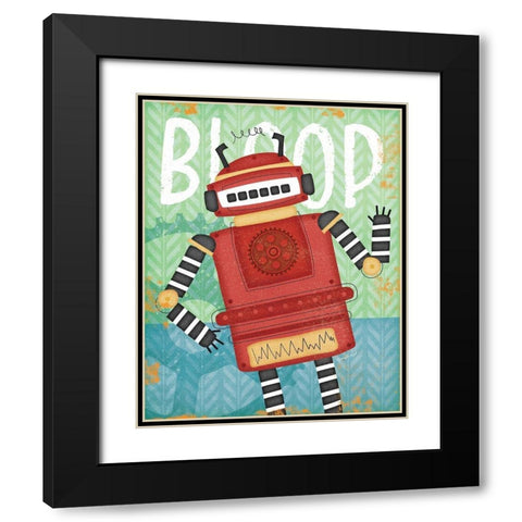 Bloop Bot Black Modern Wood Framed Art Print with Double Matting by Pugh, Jennifer