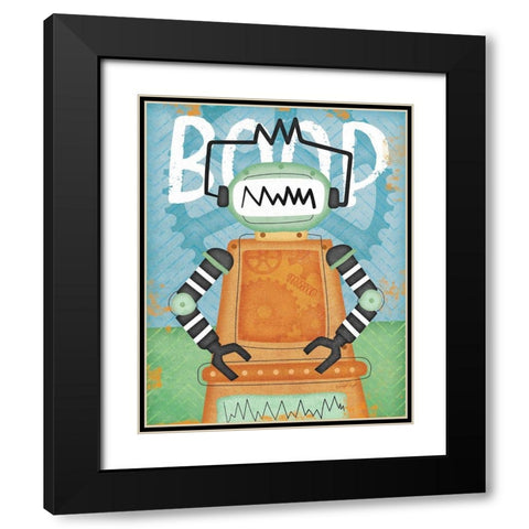 Boop Bot Black Modern Wood Framed Art Print with Double Matting by Pugh, Jennifer