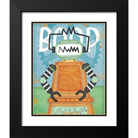 Boop Bot Black Modern Wood Framed Art Print with Double Matting by Pugh, Jennifer