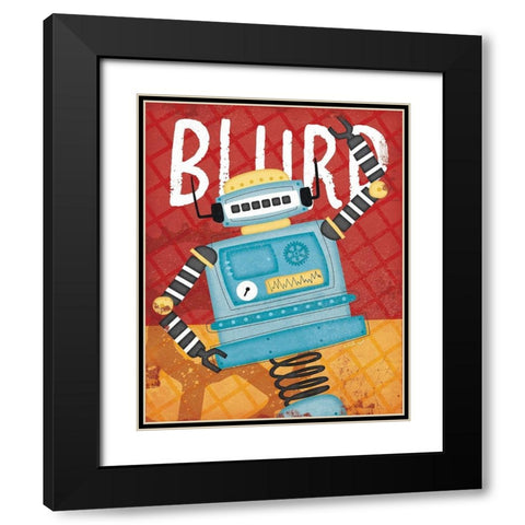 Blurp Bot Black Modern Wood Framed Art Print with Double Matting by Pugh, Jennifer