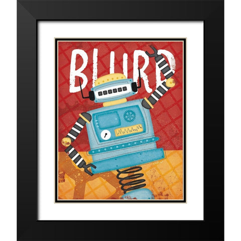 Blurp Bot Black Modern Wood Framed Art Print with Double Matting by Pugh, Jennifer