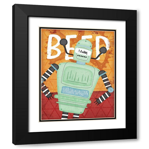 Beep Bot Black Modern Wood Framed Art Print with Double Matting by Pugh, Jennifer