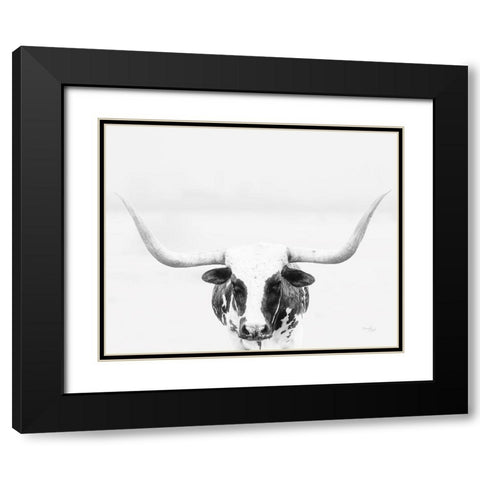 Longhorn Black Modern Wood Framed Art Print with Double Matting by Pugh, Jennifer