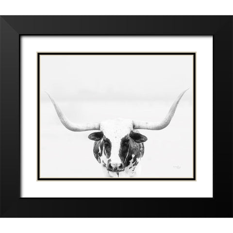 Longhorn Black Modern Wood Framed Art Print with Double Matting by Pugh, Jennifer