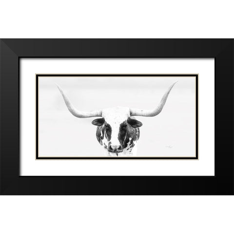 Longhorn Black Modern Wood Framed Art Print with Double Matting by Pugh, Jennifer