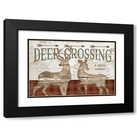 Deer Crossing Black Modern Wood Framed Art Print with Double Matting by Pugh, Jennifer