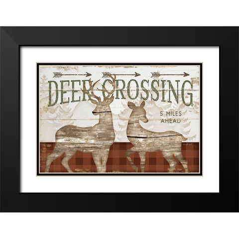 Deer Crossing Black Modern Wood Framed Art Print with Double Matting by Pugh, Jennifer
