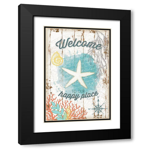 Coastal Welcome Black Modern Wood Framed Art Print with Double Matting by Pugh, Jennifer