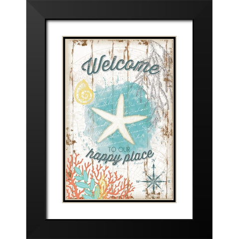 Coastal Welcome Black Modern Wood Framed Art Print with Double Matting by Pugh, Jennifer