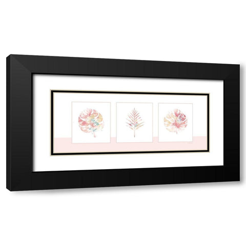 Pink Floral Panel Black Modern Wood Framed Art Print with Double Matting by Pugh, Jennifer