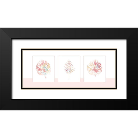 Pink Floral Panel Black Modern Wood Framed Art Print with Double Matting by Pugh, Jennifer