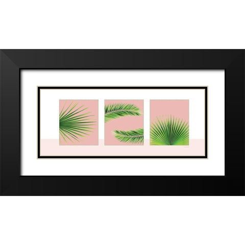 Pink Palm Panel Black Modern Wood Framed Art Print with Double Matting by Pugh, Jennifer