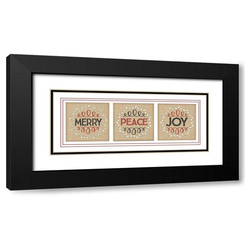 Merry Peace Joy Black Modern Wood Framed Art Print with Double Matting by Pugh, Jennifer