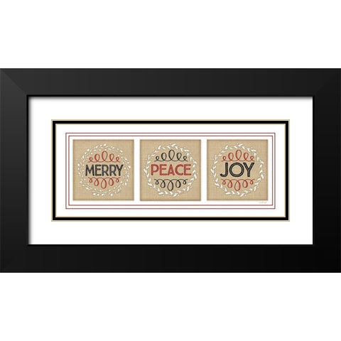 Merry Peace Joy Black Modern Wood Framed Art Print with Double Matting by Pugh, Jennifer