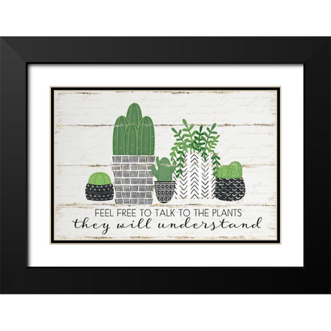 Talk to the Plants Black Modern Wood Framed Art Print with Double Matting by Pugh, Jennifer