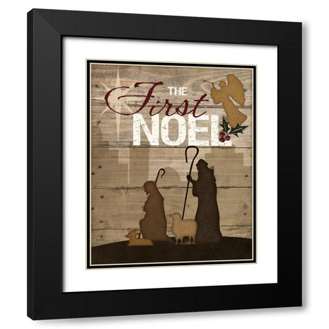 First Noel Black Modern Wood Framed Art Print with Double Matting by Pugh, Jennifer