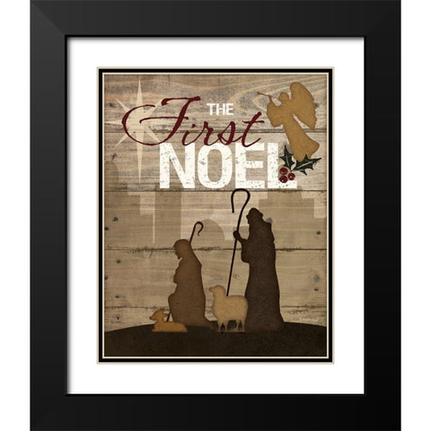 First Noel Black Modern Wood Framed Art Print with Double Matting by Pugh, Jennifer