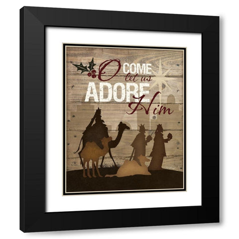 Let Us Adore Him Black Modern Wood Framed Art Print with Double Matting by Pugh, Jennifer