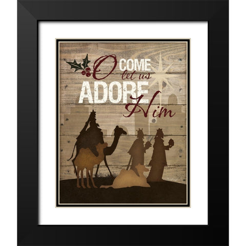 Let Us Adore Him Black Modern Wood Framed Art Print with Double Matting by Pugh, Jennifer