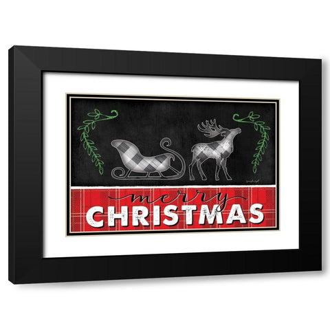 Merry Christmas Black Modern Wood Framed Art Print with Double Matting by Pugh, Jennifer