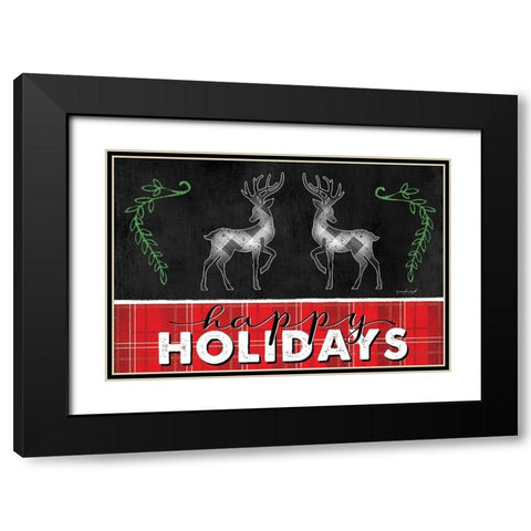 Happy Holidays Black Modern Wood Framed Art Print with Double Matting by Pugh, Jennifer