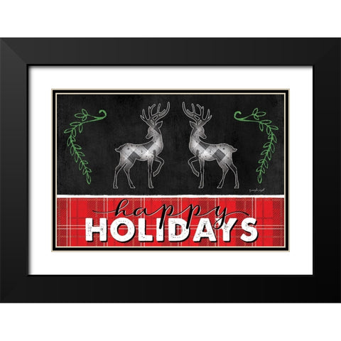 Happy Holidays Black Modern Wood Framed Art Print with Double Matting by Pugh, Jennifer