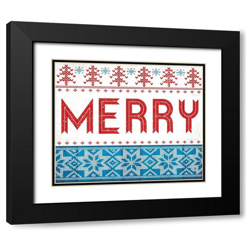 Merry Black Modern Wood Framed Art Print with Double Matting by Pugh, Jennifer