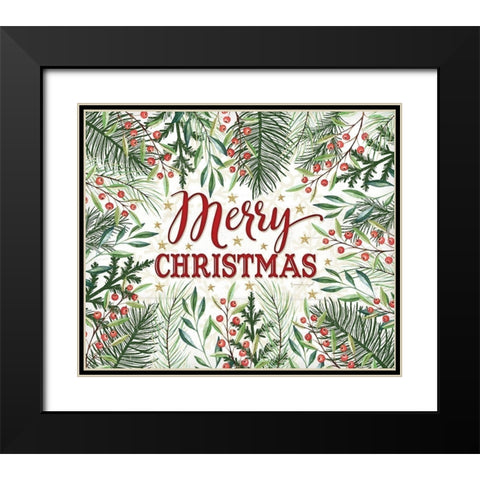 Merry Christmas Black Modern Wood Framed Art Print with Double Matting by Pugh, Jennifer