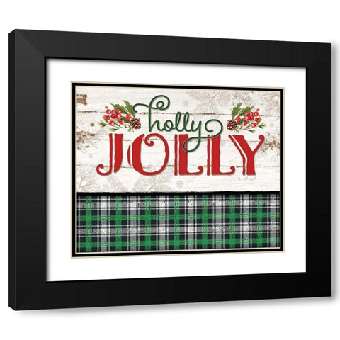 Holly Jolly Black Modern Wood Framed Art Print with Double Matting by Pugh, Jennifer