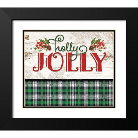 Holly Jolly Black Modern Wood Framed Art Print with Double Matting by Pugh, Jennifer