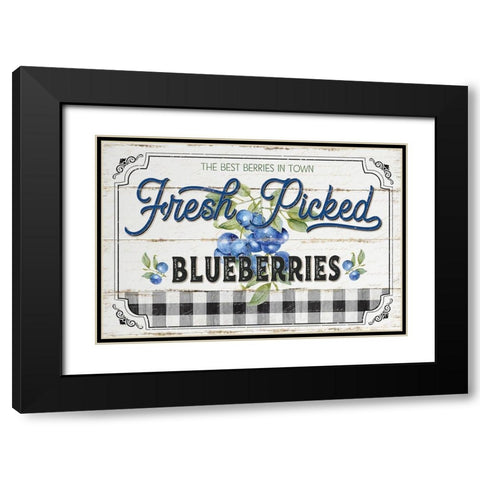 Blueberries Black Modern Wood Framed Art Print with Double Matting by Pugh, Jennifer