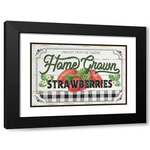 Home Grown Strawberries Black Modern Wood Framed Art Print with Double Matting by Pugh, Jennifer