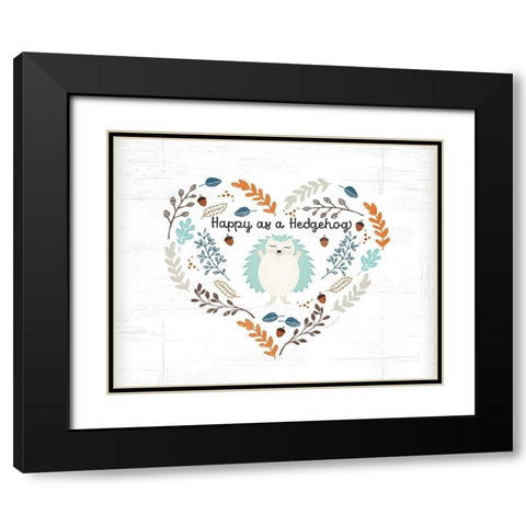 Happy as a Hedgehog Black Modern Wood Framed Art Print with Double Matting by Pugh, Jennifer