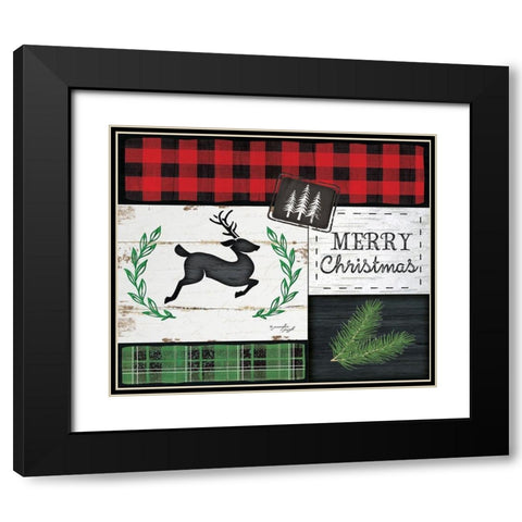 Merry Christmas Black Modern Wood Framed Art Print with Double Matting by Pugh, Jennifer