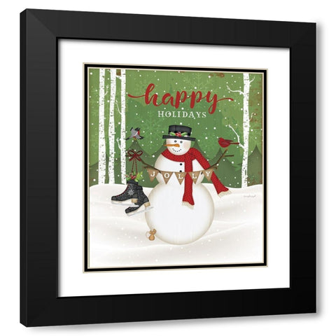 Jolly Happy Holidays Black Modern Wood Framed Art Print with Double Matting by Pugh, Jennifer