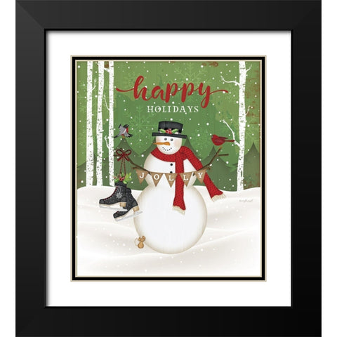 Jolly Happy Holidays Black Modern Wood Framed Art Print with Double Matting by Pugh, Jennifer