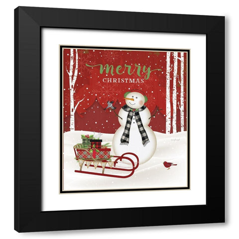 Merry Christmas Black Modern Wood Framed Art Print with Double Matting by Pugh, Jennifer