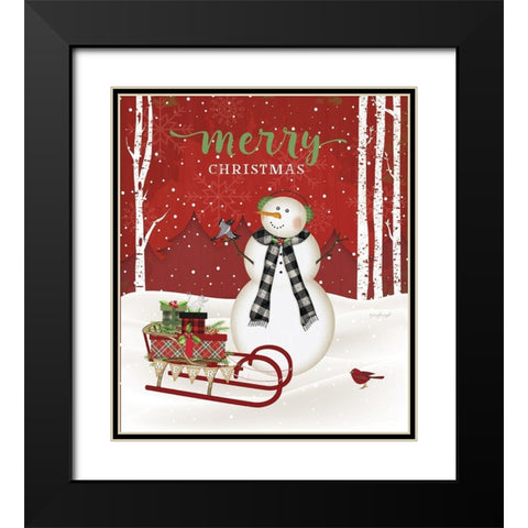 Merry Christmas Black Modern Wood Framed Art Print with Double Matting by Pugh, Jennifer