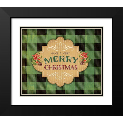 Merry Christmas Black Modern Wood Framed Art Print with Double Matting by Pugh, Jennifer