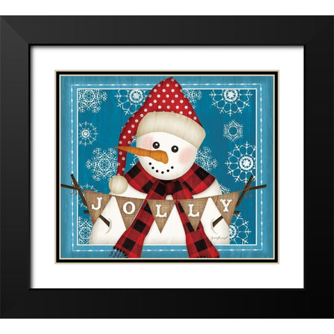 Jolly Snowman Black Modern Wood Framed Art Print with Double Matting by Pugh, Jennifer